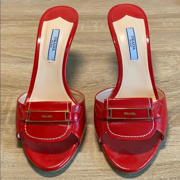Prada Shoes - Prada Red Leather Heels